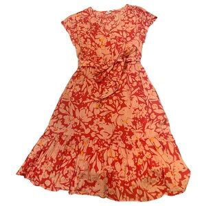 GAP Womens Red, Pink Floral Summer Dress with Pockets Size medium